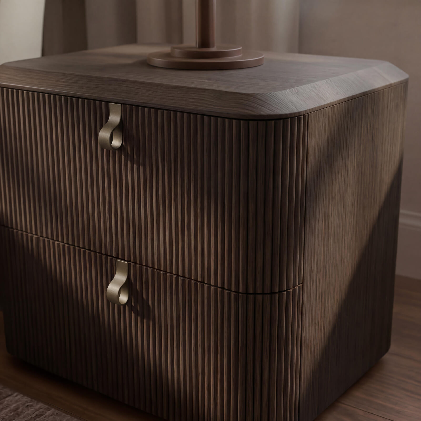 World Casa nightstand styled in a refined bedroom